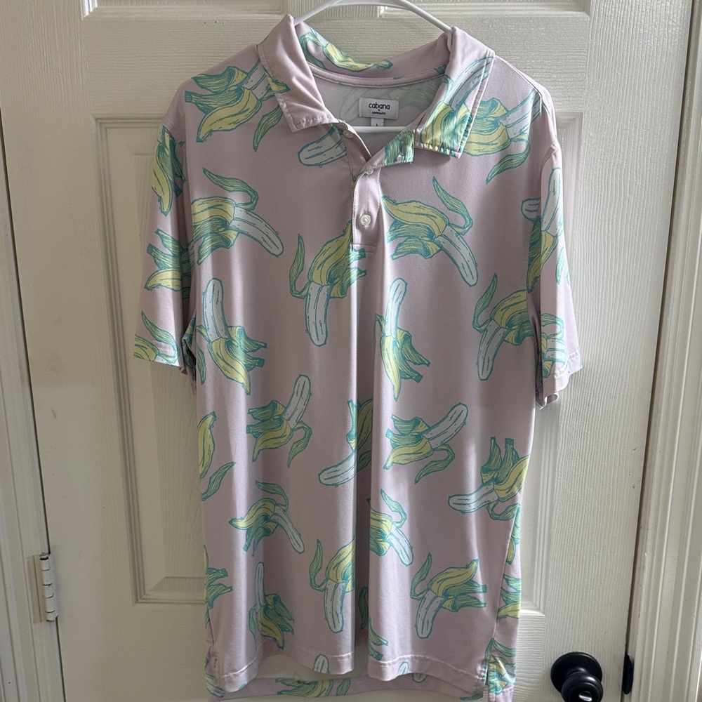 Crown and ivy Cabana Life Men's Polo Shirt with Banana Print - Pastel Hues